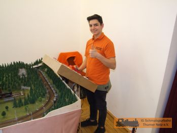 Das Bahnbetriebswerk in Spurweite TT wird von Jonas bedient.